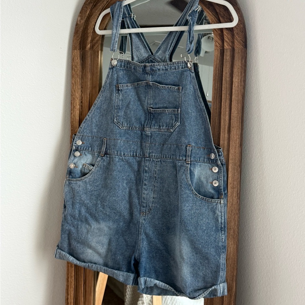 Blue Denim Overalls - Shorts